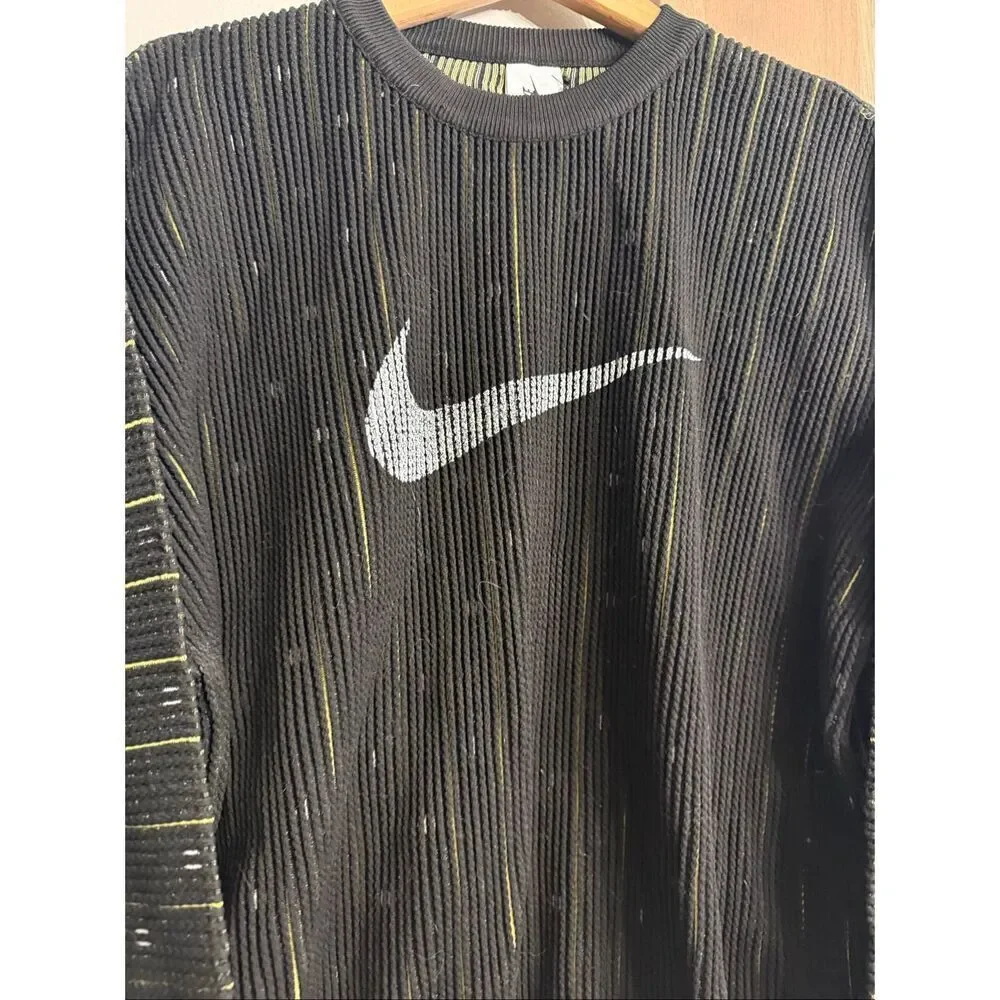 Nike Black Yellow Lenticular‎ Knit Sport Crew Neck Pullover Sweater Medium NWT